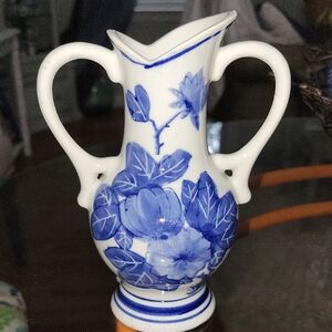 Blue and White Floral Ceramic Vase